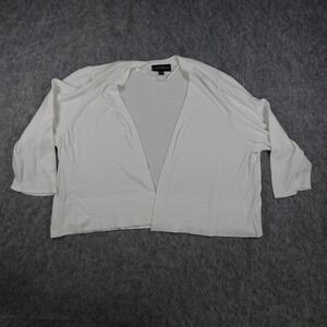 Lane Bryant Cardigan Women 18/20 White Open Front 3/4 Sleeve Knit Shawl Office